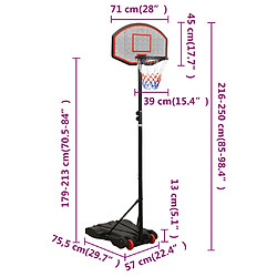 vidaXL Support de basket-ball Noir 216-250 cm Polyéthylène pas cher