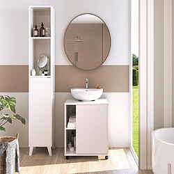 Acheter Pegane Meuble sous lavabo 1 porte coloris blanc brillant - Hauteur 64 x Longueur 59 x Profondeur 45 cm