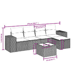 Avis vidaXL Salon de jardin 6 pcs avec coussins noir résine tressée