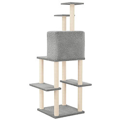 Arbre à chat avec griffoirs,niche pour chat en sisal Gris clair 144,5 cm -MN12572 pas cher