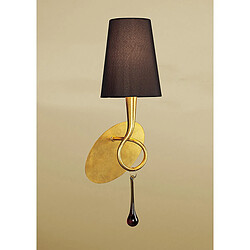 Luminaire Center Applique murale Paola avec interrupteur 1 Ampoule E14, doré peint avec Abat jour noir &amp; verre ambré goutelettes