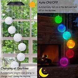 BESTA Changement de couleur Solaire Vent Carillon Six Boules Mobile Romantique Vent Cloche En Plein Air LED Suspendu Veilleuses Pour Jardin Cour Festival Décor