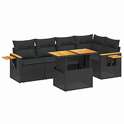 vidaXL Salon de jardin 6 pcs avec coussins noir résine tressée