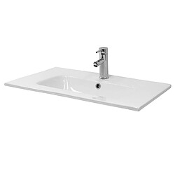 ML DESIGN MODERN LIVING Lavabo éncastre en céramique blanc vasque á poser rectangulaire 710x165x460 mm