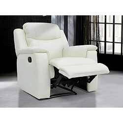 Vente-Unique Fauteuil relax EVASION en cuir - blanc ivoire 