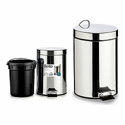 Berilo Seau à déchets avec pédale Argenté Acier inoxydable (7L)