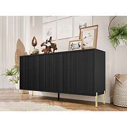 Bestmobilier Velloso - Buffet 3 portes - noir et pieds dorés - 154 cm Velloso - Buffet 3 portes - noir et pieds dorés - 154 cm - Noir / Doré