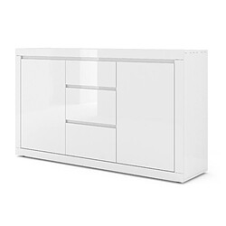 BIM FURNITURE Commode Bello Bianco III 150 cm Buffet avec 3 tiroirs Blanc mat / Blanc brillant