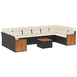 Maison Chic Salon de jardin 11 pcs avec coussins | Ensemble de Table et chaises | Mobilier d'Extérieur noir résine tressée -GKD40110