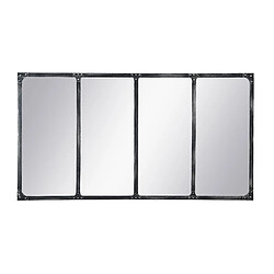 Vente-Unique Miroir fenêtre industriel en fer - L. 140 x H. 75 cm - Noir - MAASTRICHT