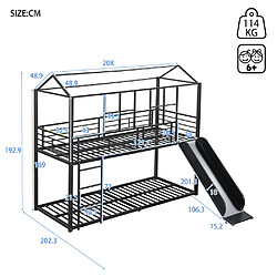 Avis Sweiko Lit superposé Lit jeune 90x200 cm lit à cadre en fer avec escalier coulissant noir