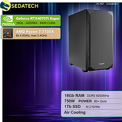 Sedatech PC Gamer Silent Silent • AMD Ryzen 7 7700X • RTX4070Ti Super • 16Go DDR5 • 1To SSD M.2 • sans OS