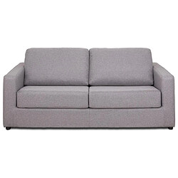 Avis Vente-Unique Canapé 3 places convertible express en tissu gris - Couchage 140 cm - Matelas 14 cm DONETO