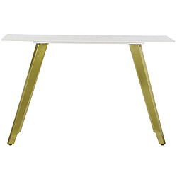 Pegane Console / Table console en céramique coloris blanc et métal doré - Longueur 120 x Profondeur 40 x Hauteur 76 cm