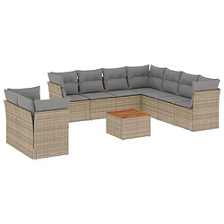 Maison Chic Salon de jardin avec coussins 10 pcs | Ensemble de Table et chaises | Mobilier d'Extérieur beige résine tressée -GKD95882