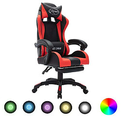 Maison Chic Fauteuil de jeux vidéo avec LED,Fauteuil Gamer du Bureau RVB Rouge et noir Similicuir -MN56693