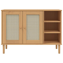 Acheter vidaXL Buffet SENJA aspect rotin marron 112x40x80cm bois massif de pin