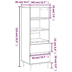 vidaXL Buffet haut Sonoma gris 40x36x110 cm Bois d'ingénierie pas cher