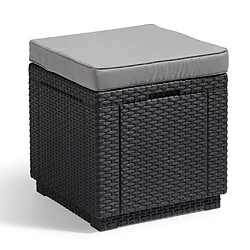 Keter Pouf de rangement Cube avec coussin Graphite 