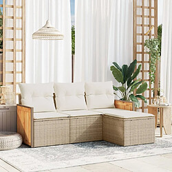 Maison Chic Salon de jardin avec coussins 4 pcs | Ensemble de Table et chaises | Mobilier d'Extérieur beige résine tressée -GKD91595