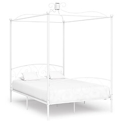 vidaXL Cadre de lit sans matelas avec baldaquin blanc 140x200 cm métal