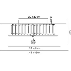 Avis Luminaire Center Plafonnier Tosca carré 6 Ampoules laiton antique/verre/cristal