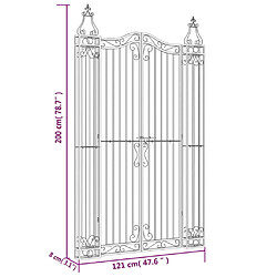 vidaXL Portail de jardin noir 121x8x200 cm fer forgé pas cher