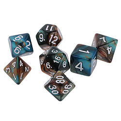 7PCS Two Colors Polyhedral Dice 16mm pour Dungeons and Dragons Table Games Green Gold