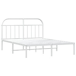 Maison Chic Lit adulte 140x200cm- Cadre de lit métal avec tête de lit pour chambre blanc -MN49581 pas cher