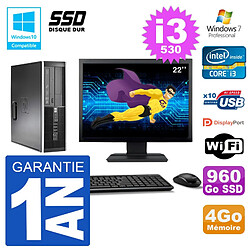 PC HP Compaq 8100 SFF Ecran 22" i3-530 RAM 4Go SSD 960Go Graveur DVD Wifi W7 · Occasion 