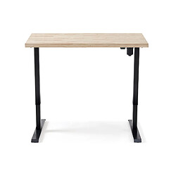 Bureau, table de bureau relevable en bois de chêne nordique, relevable motorisé - Longueur 140 x Profondeur 70 x Hauteur 76 - 126 cm -PEGANE- 