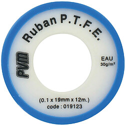 Ruban P.T.F.E PVM L. 12m l. 19mm Ep.75microns Ruban P.T.F.E PVM - Long. 12 m - Larg. 19 mm - Ep. 75 microns