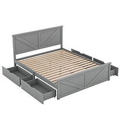 Sweiko Lit avec tiroirs Lit 160x200 cm Lit cabine simple en bois Gris