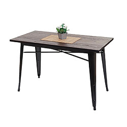 Mendler Table pour salle à manger HWC-H10a, gastronomie, bois d'orme, standards MVG, noir-marron 120x60 cm