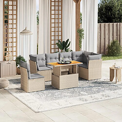 vidaXL Salon de jardin avec coussins 7 pcs beige résine tressée