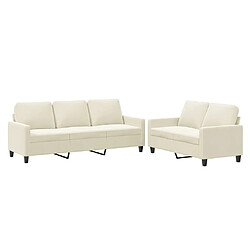 Maison Chic Ensemble de canapés 2 pcs avec coussins, Canapé droit Sofa pour Salon Crème Velours -GKD334115