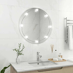 Avis Maison Chic Miroir mural avec lampes LED | Miroir Décoration pour Maison Salle de Bain Rond Verre -GKD12086