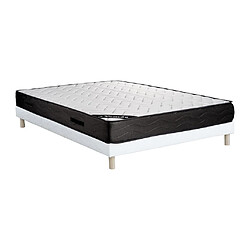 Vente-Unique Ensemble 140 x 190 cm sommier tapissier + matelas ressorts ensachés 7 zones et mémoire de forme ép.24cm - MERISI de YSMÉE