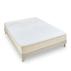 NUIT DE COTON Ensemble Symphonie 2.0 Ensemble SYMPHONIE 2.0 140x190 cm | Matelas Mémoire de forme + Sommier Bois