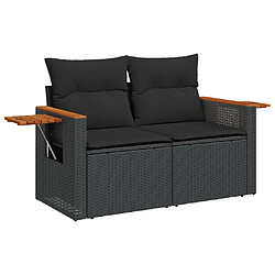 Acheter vidaXL Salon de jardin 5 pcs avec coussins noir résine tressée