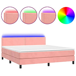 vidaXL Sommier à lattes de lit avec matelas LED Rose 160x200 cm