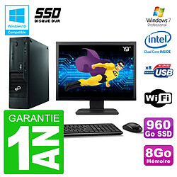 PC Fujitsu Esprimo E500 E85+ DT Ecran 19" G640 RAM 8Go SSD 960Go DVD Wifi W7 - Occasion