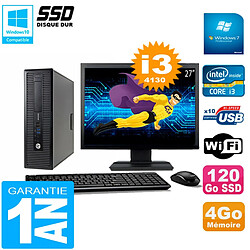 PC HP EliteDesk 800 G1 SFF Ecran 27" Core I3-4130 4Go Disque 120 Go SSD Wifi W7 · Occasion 