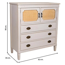 Pegane Commode,meuble de rangement en bois avec 2 portes et 3 tiroirs coloris blanc - Longueur 82 x Profondeur 36 x Hauteur 90 cm