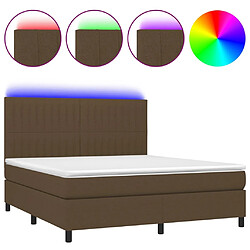 vidaXL Sommier à lattes de lit matelas et LED Marron foncé 160x200 cm