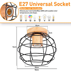 Stoex (2X) Plafonnier Rétro Lampe de Plafond Modernes Luminaire Plafonnier en Bois Et Métal Plafonniers D'Intérieur Noir Pour Cuisine Salon pas cher