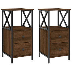 Maison Chic Tables de chevet 2pcs - Table basse Table de nuit - chêne marron 34x35,5x70cm bois ingénierie -MN29302