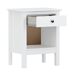 Pegane Table de chevet, table de nuit avec 1 tiroir coloris blanc - longueur 48 x profondeur 35 x hauteur 60 cm