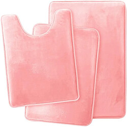 LUUCOZK Tapis de bain antidérapants absorbants à séchage rapide, tapis de décoration de salle de bain-rose-3 piècesensemble