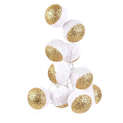 Home Deco Light Guirlande lumineuse boules pailletées 10 leds (Lot de 2) blanc, doré.